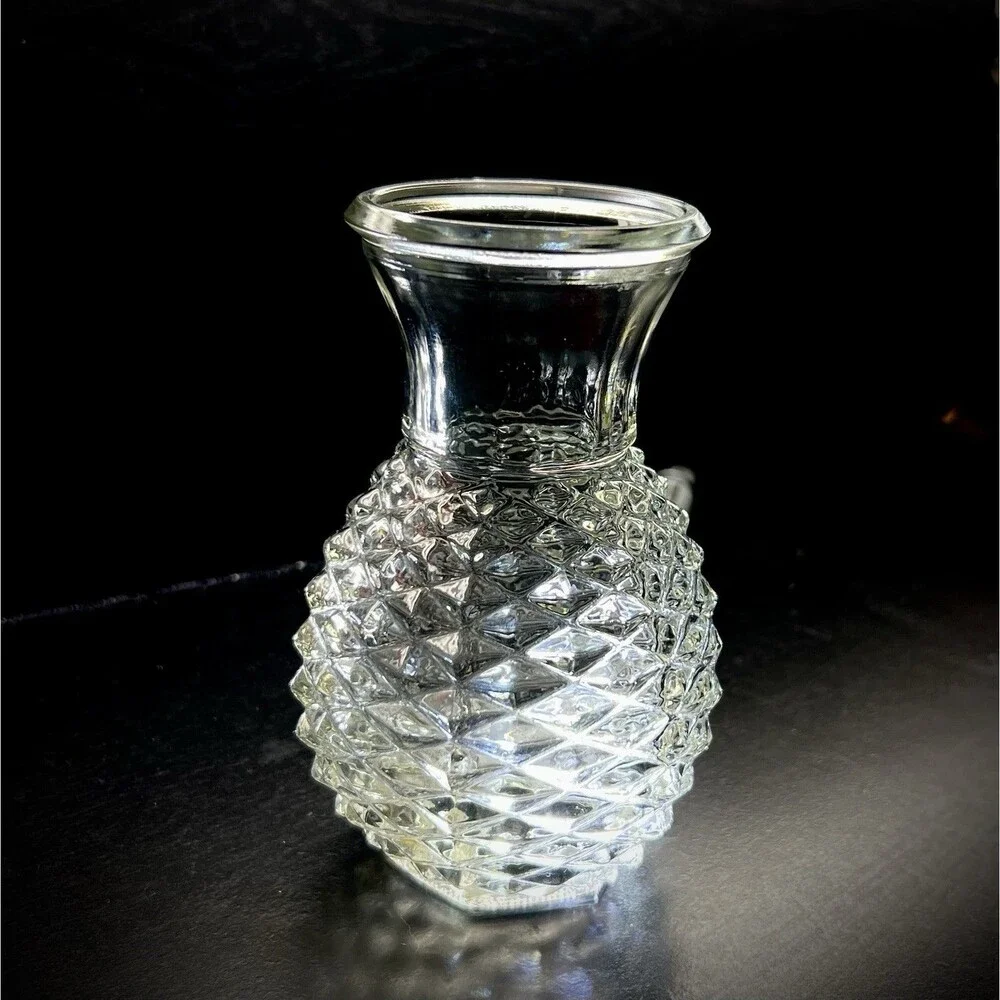 Vintage 1982 FTD Pineapple Shaped Diamond Point Pressed Glass 5.5
